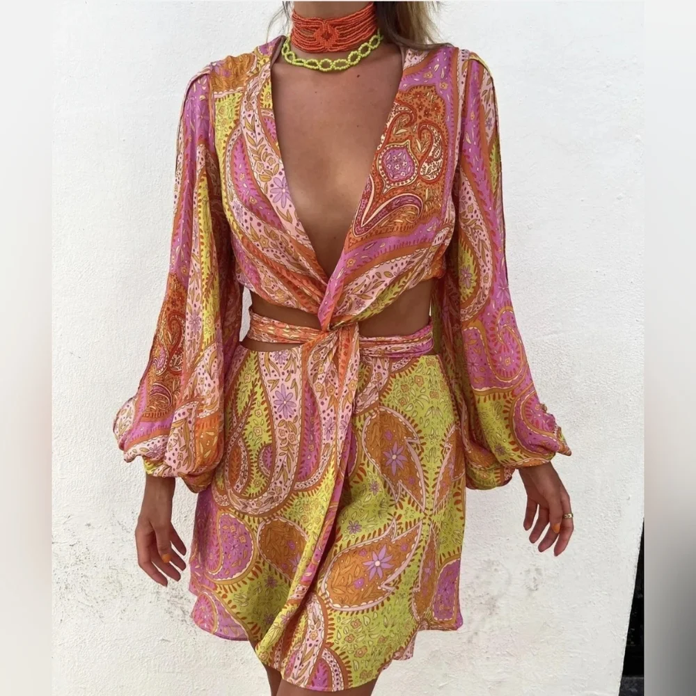 Cut Out Printed Dress Size S - Picture 7 of 8